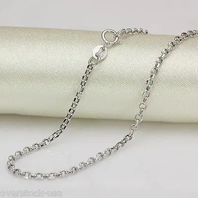 

New 16.5INCH 18K White Gold Necklace 2mm ROLO Link Chain Necklace 2.04g