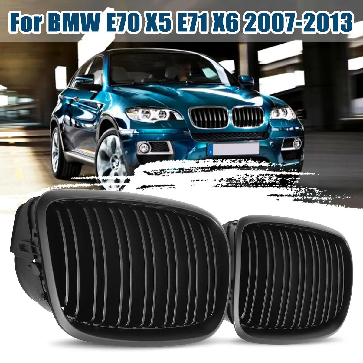 Black Black Mat Sport Front Grill Front Grille Set BMW E70 X5 2006