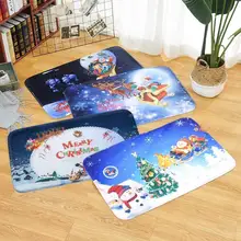 Рождественская тележка печатные фланелевые ковры противоскользящие двери коврик для пола Рождественская декорация украшения для дома рождественские вечерние сувениры