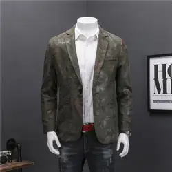 Вельветовый блейзер для мужчин s Slim Fit Блейзер Masculino Veste костюм Homme бизнес повседневное 2018 осень зима Печатных Пиджак