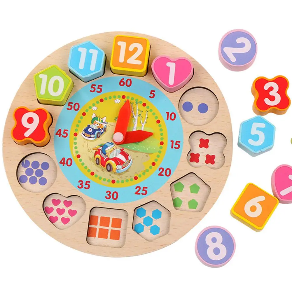 

LeadingStar Wooden Puzzle Clock Toy Cognitive Digital Clock Wooden Watch Jigsaw Toys