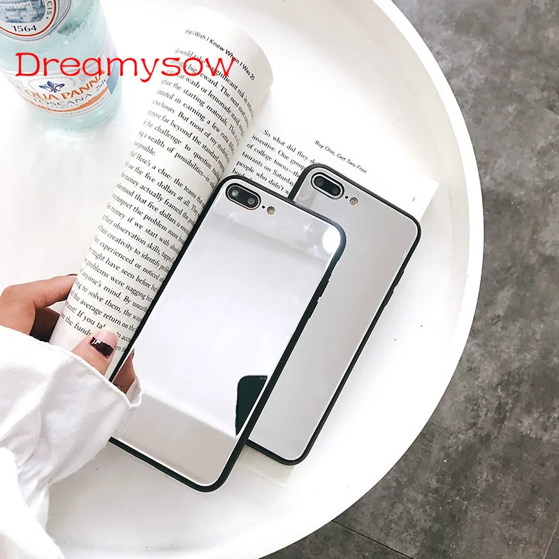 

Soft TPU Edge Shockproof Phone Bag Coque capa Shine Mirror Case For iPhone XS Max Glass Rear Cover For iPhone XR 6 6S 7 8 Plus X