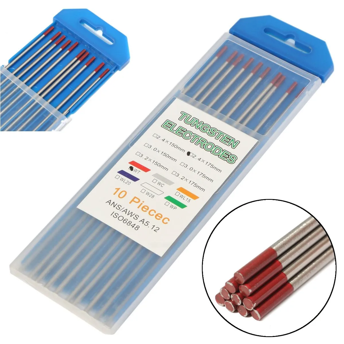 

Red Tip 3/32" x 7"(2.4x175mm) Thoriated Tungsten WT20 2% Welding TIG Electrode Lower Electronic Functions Welding Rod