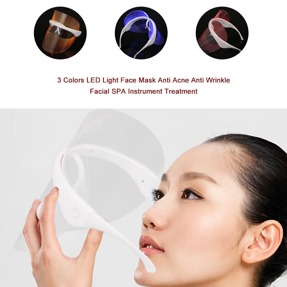 

3 Colors LED Light Face Mask Anti Acne Anti Wrinkle Facial SPA Instrument Treatment Beauty Device Face Skin Care Tools