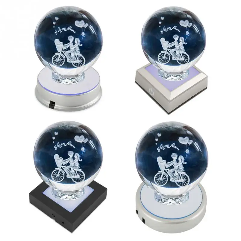 

Crystal Base Stand 2/4/6 LED Colorful Base Light Laser Rotating Crystal Display Base Stand Holder High Quality