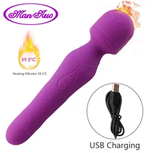 Heating font b Dildo b font Vibrator Massager Dual Motor Sex Toys for Women AV Magic