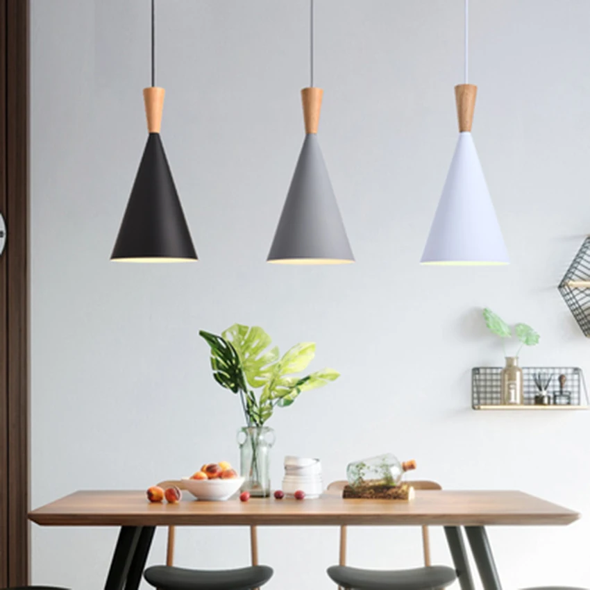 

Nordic Colorful Wood Pendant Lamp LED Pendant Lights Restaurant Coffee Bar Kitchen Fixtures Deco Hanging Lamp Lighting Luminaire