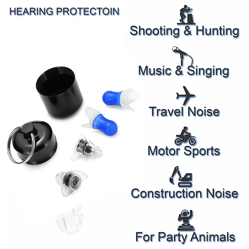 2 пары мягких силиконовых ушных затычек, защита для ушей, многоразовые профессиональные музыкальные затычки для ушей, предотвращение шума, для путешествий, сна, спорта