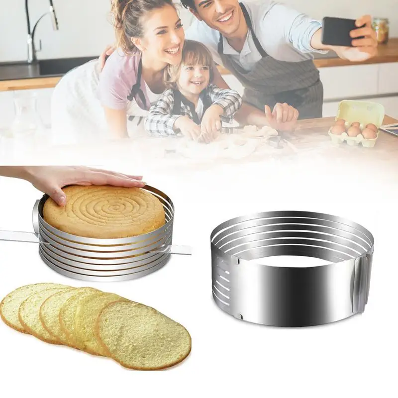 6-8 Inch Telescopic Slice Mousse Circle Kitchen Stainless Steel Adjustable Layered Recyclability Baking Tools | Дом и сад