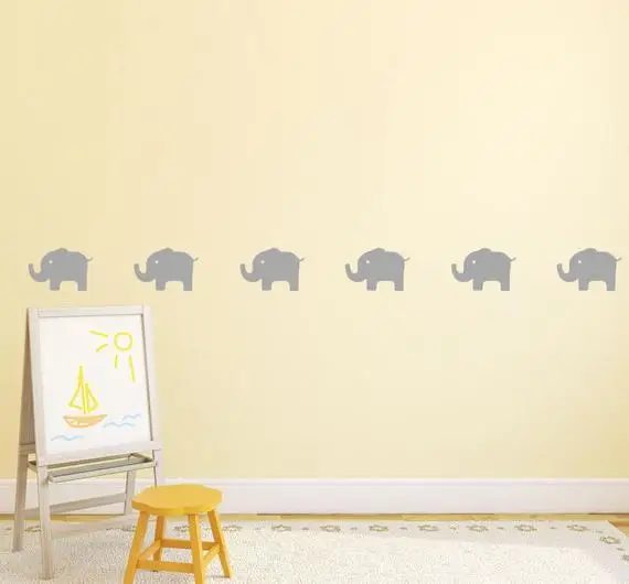 Cartoon Elephant Wall Sticker Cute Funny Animal Pattern For Baby