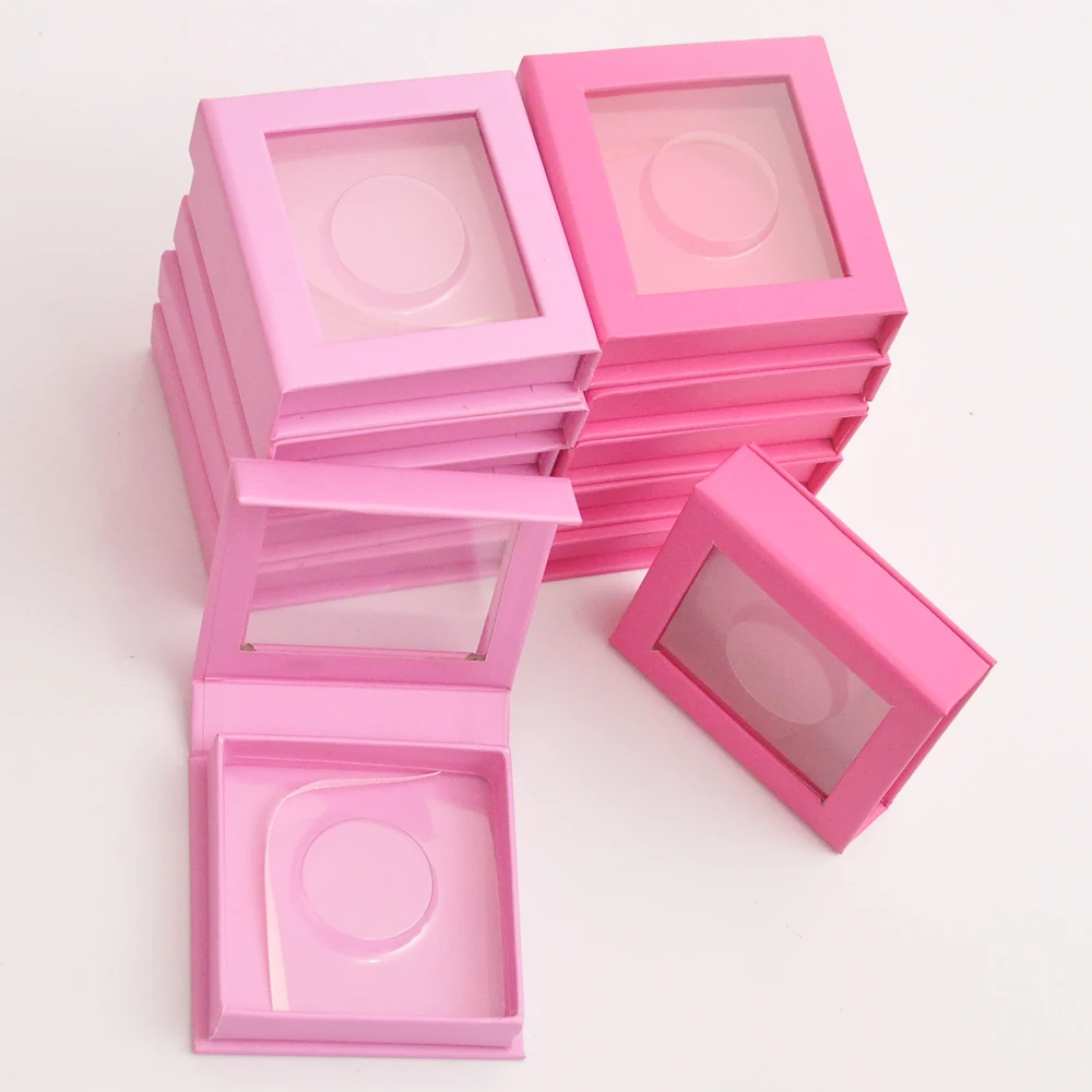 

100pcs Wholesale False Eyelashes Packaging Box customized logo Fake 3d Mink lashes Box Faux Cils strip Pink case empty container