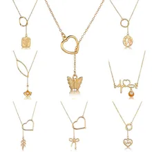 Модное женское золотое ожерелье с кулоном для свадебной вечеринки, романтическое ожерелье с кулоном, ювелирные изделия для женщин, свадебные ювелирные изделия, 21 дизайн