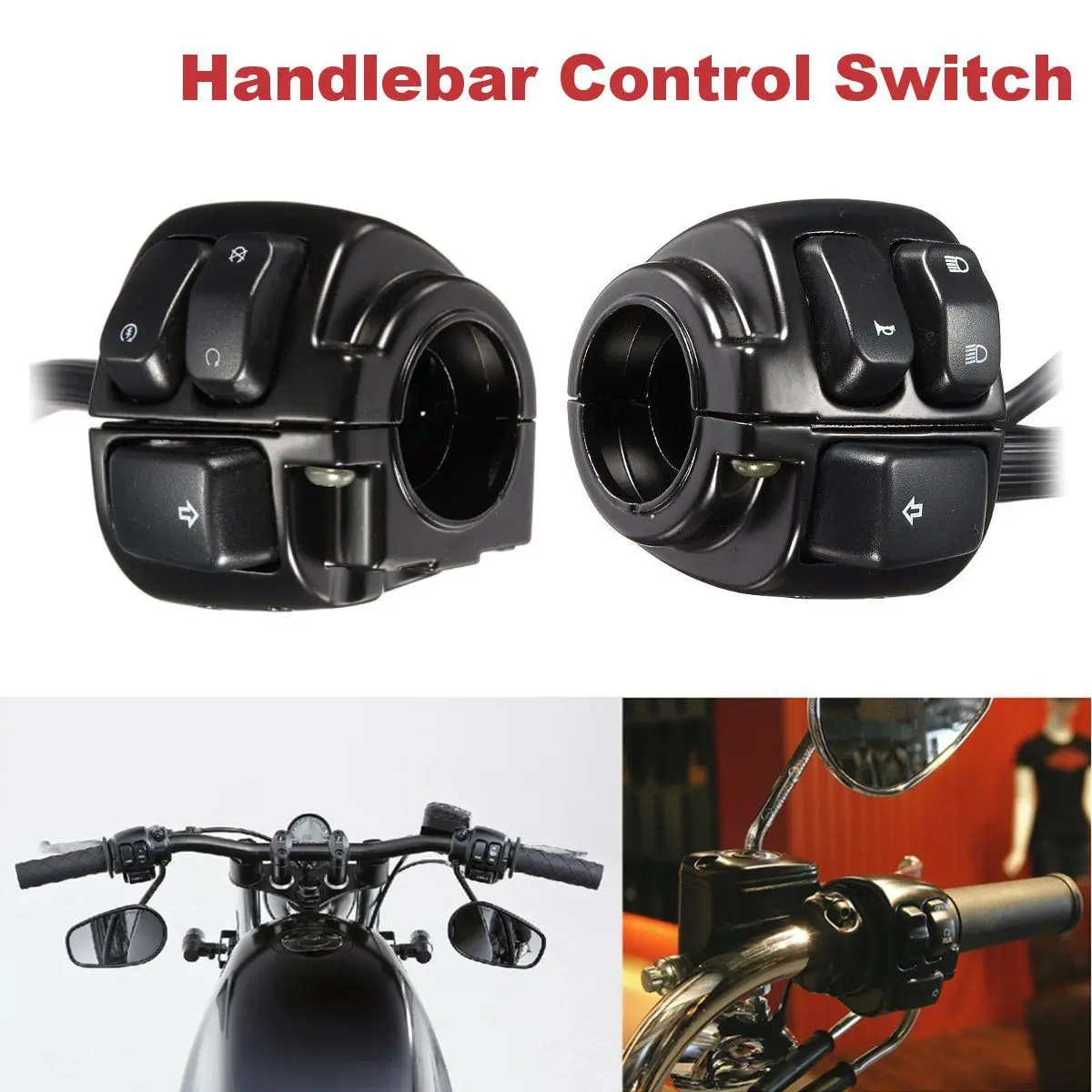 

2x Motorcycle 25mm/1"Handlebar Turn Signal Control Switches for Harley Sportster