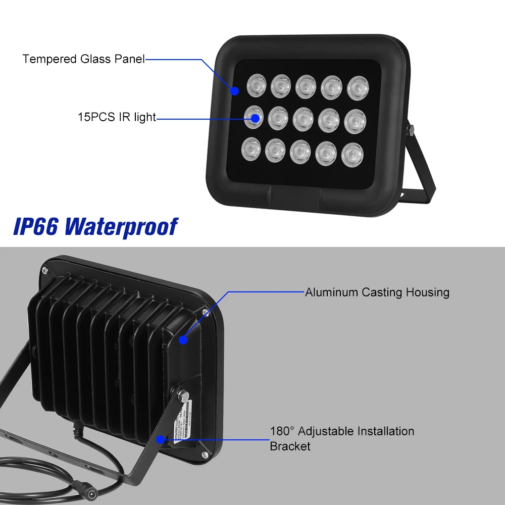 15 шт. инфракрасные светодиодные матрицы ИК-осветитель ночного видения инфракрасный осветитель широкий угол большой дальности водонепроницаемый для камеры видеонаблюдения
