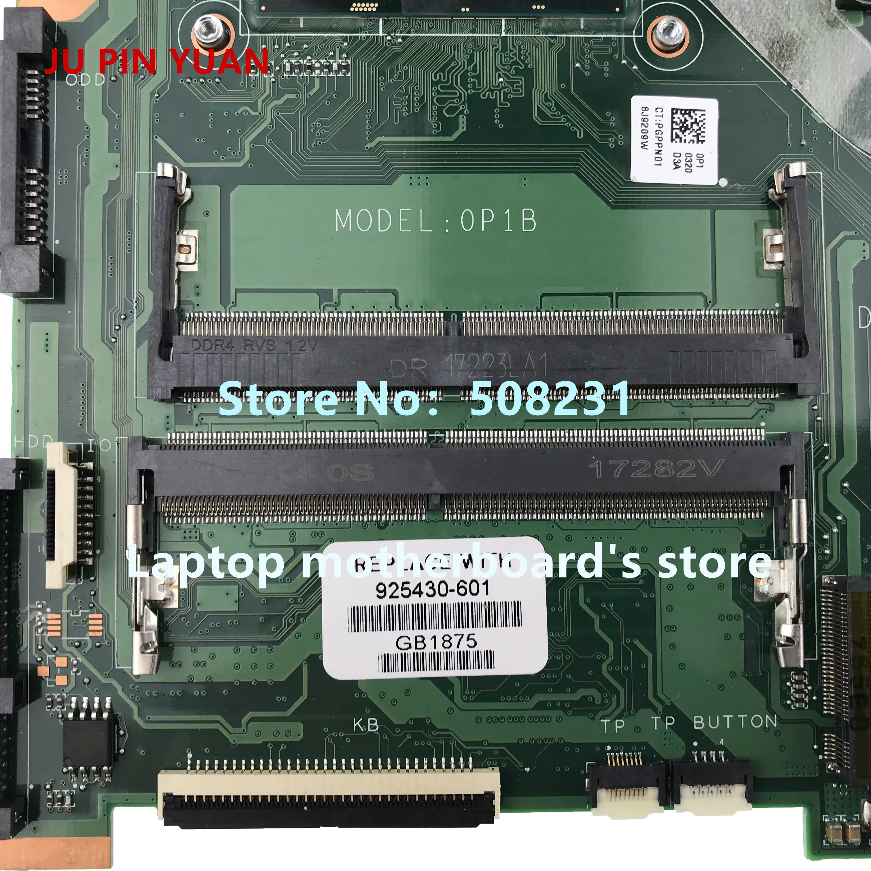  JU PIN YUAN 925430-601 925430-001 for HP Laptop 14-bs Laptop motherboard DA0P1BMB6D0 with 520 4GB i