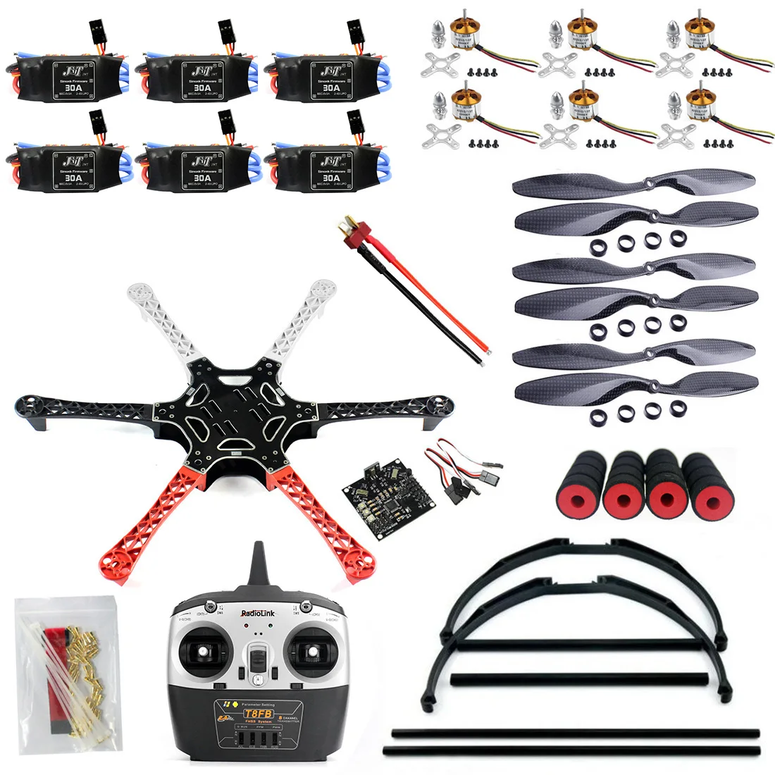 

F05114-N F550 Drone FlameWheel Kit Mit KK 2,3 ESC Motor Carbon Propeller + RadioLink 6CH TX RX + Hohes Landegestell PTZ