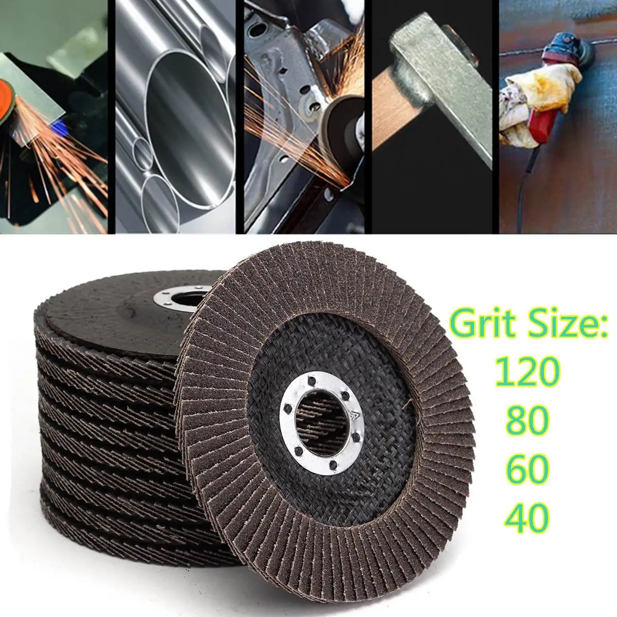 

10Pcs 5" 125mm 40 60 80 120 Grit Angle Grinder Flap Sanding Disc Grinding Wheels Silicon Carbide Polishing Grinding Copper
