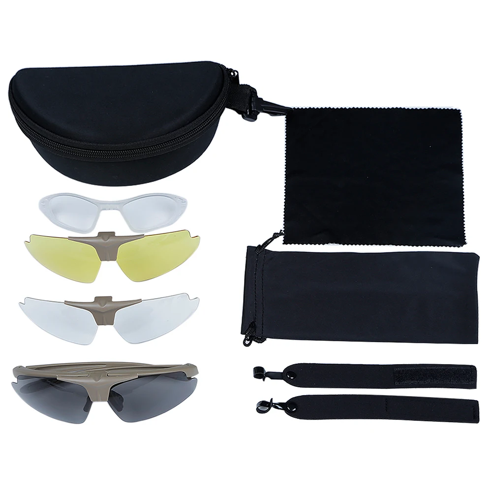 

Outdoor Anti-fog Cycling Glasses Eyewear Goggle Eye Protector Rubber Nose Padding 3 Interchangeable Lenses Shooting Glass Kit