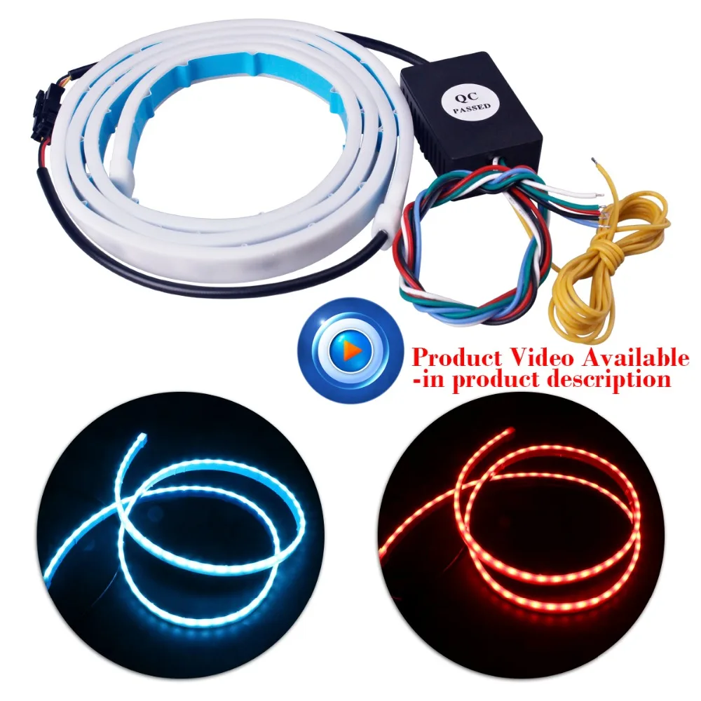 

1.2m Car Rear Flowing Type DRL Turn Signal Light Car LED Strip Brake Day Running Lamp for Peugeot 206 Passat b6 Golf 5 Universal
