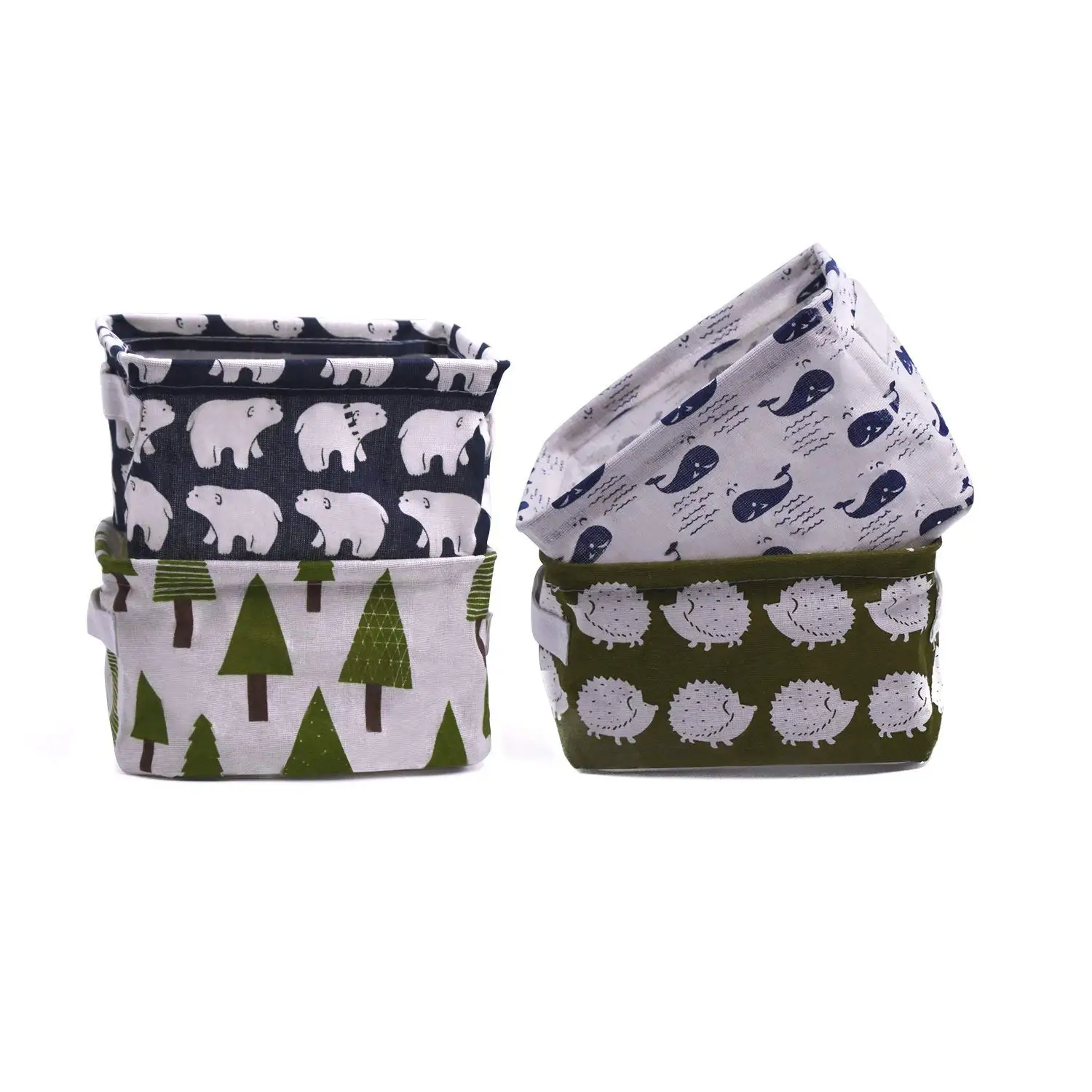 

Set of 4 foldable square storage baskets for shelves and desk toys books or makeup