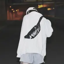 Крутые мини-поясные сумки для женщин/мужчин, холщовая нагрудная сумка, модная поясная сумка унисекс, для девочек и мальчиков, с буквенным принтом, сумка на плечо, сумка на молнии с ремнем