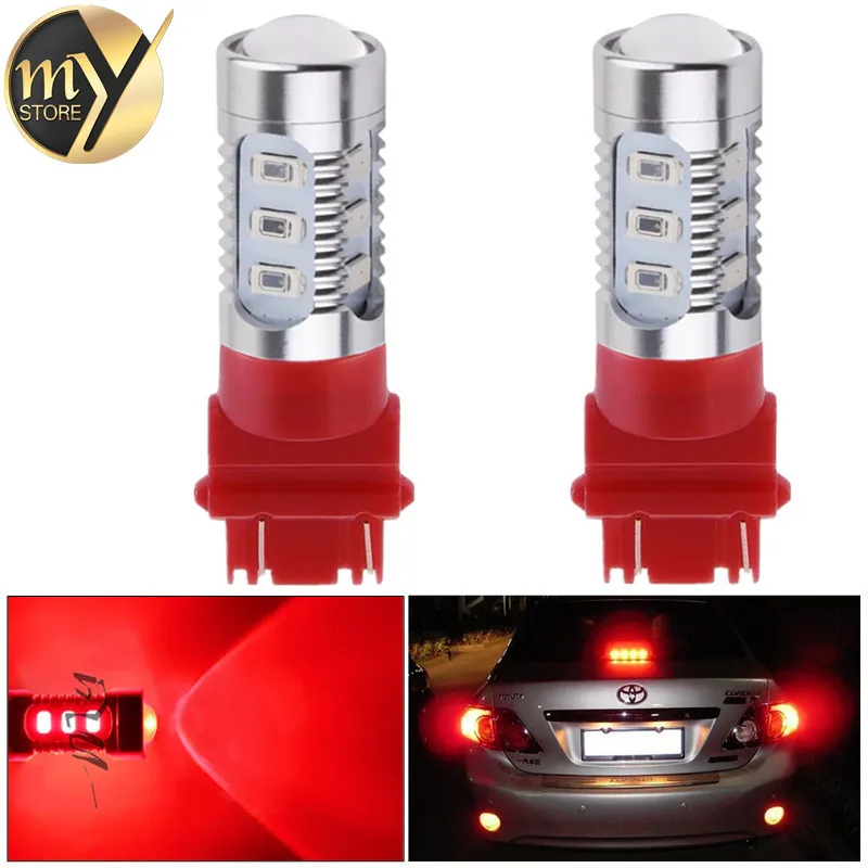 LED SMD T25 3157 P27 7W Xenon Red Rear Tail Stop Brake Lights Car Bulbs 12V
