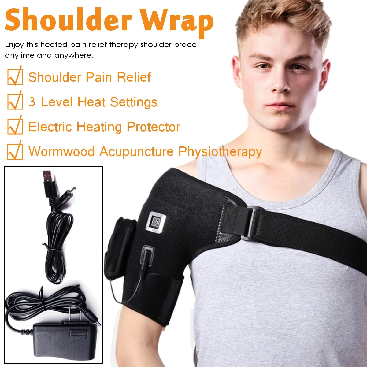 

Heat Therapy Shoulder Brace Adjustable Shoulder Heating Pad for Frozen Shoulder Bursitis Tendinitis Strain Hot Cold Support