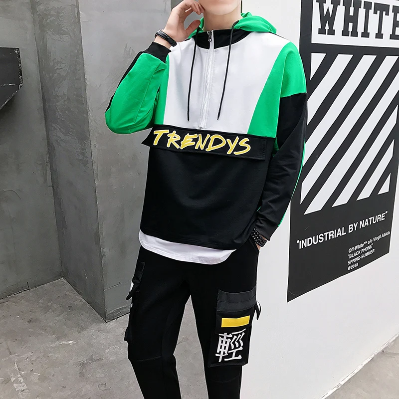 

Fashion Contrast Color Sweatshirt Men Spring Chandal Hombre 2 Piece Suit Tracksuit Trainingspak Mannen Track Suit Jogging Homme
