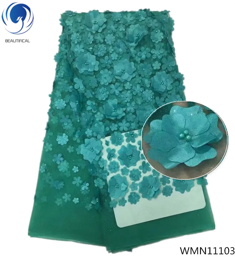 

BEAUTIFICAL 3d flower lace fabric 2018 nigerian lace fabrics 3d lace fabric embroidery 5 yards per lot french quality WMN111