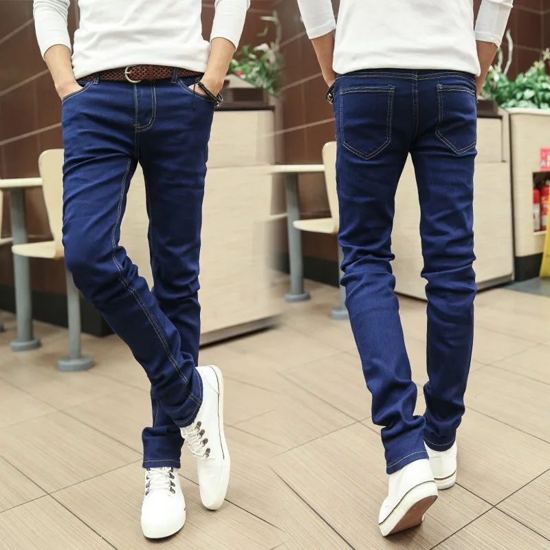 Zollrfea Dropshipping USA Warehouse Men's Harem Jeans Washed Feet Shinny Denim leggings Pants Elastic Waist Pants CB0115