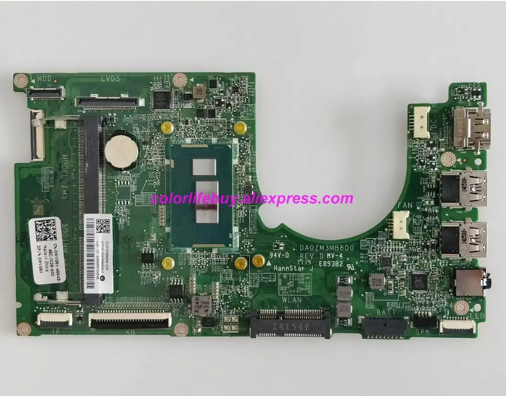 Оригинальный WVG6X 0WVG6X CN-0WVG6X w Cel2955U CPU DA0ZM3MB8D0 Материнская плата ноутбука материнская