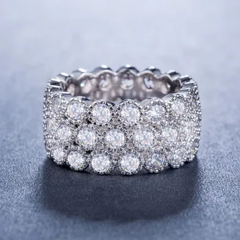 

Huitan Luxury Couple Band Ring with Round Brilliant Cubic Zirconia Fashion Dainty Jewelry Wedding Anniversary Rings for Women