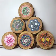 Женская мода ручной работы сумка через плечо из ротанга для лета богемный этнический стиль пляжные сумки через плечо винтажные цветы соломенная сумка