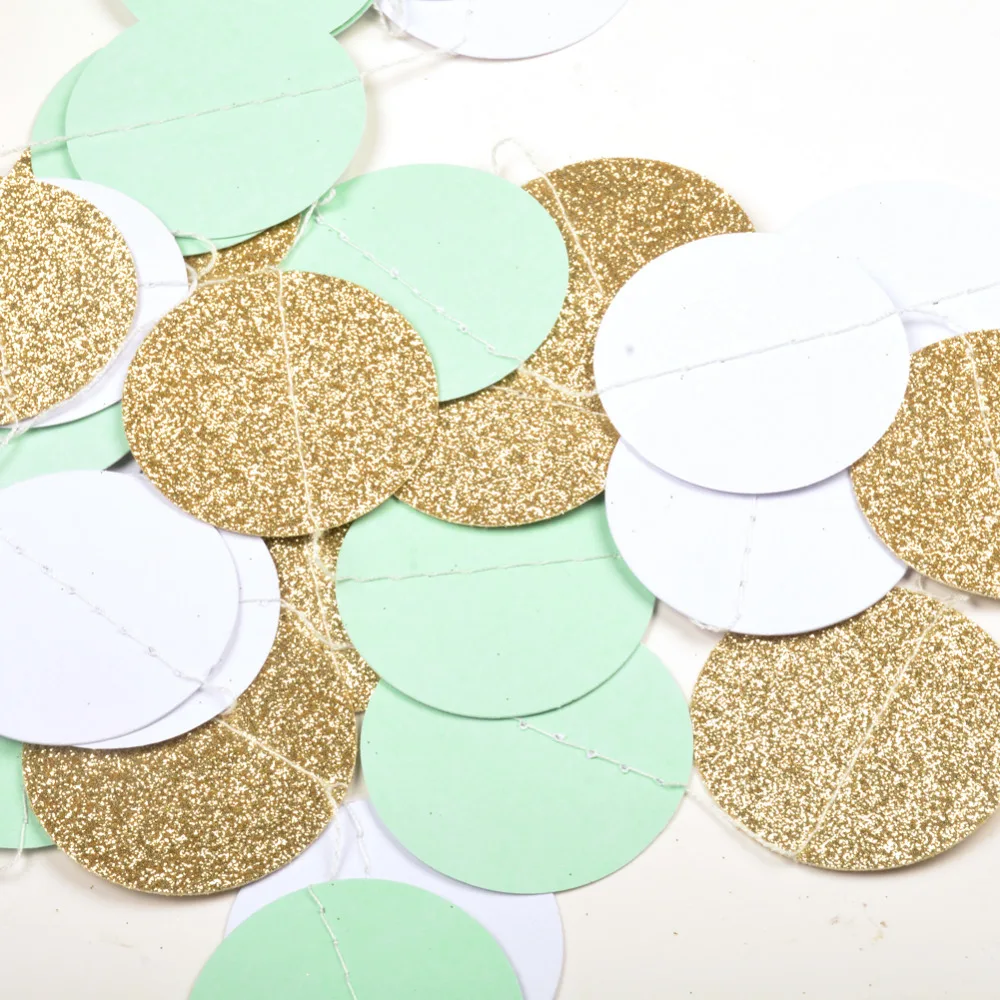 Glitter Gold Mint White Hanging Circle Garlands Decoration Wedding Birthday Baby Shower Events Spring Party Window Home Decor