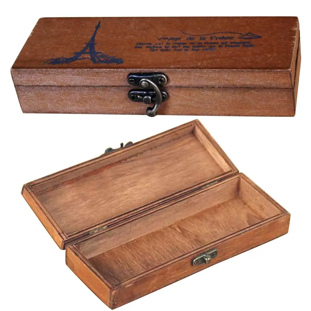 

Wooden Pen Pencil Case Holder Stationery Box Storage School Office