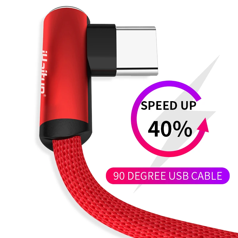 

iHaitun L-shaped USB Cable For iPhone Huawei P30 Type C Cables Fast Data Charger For Samsung S10 Micro USB Wire Cord Redmi Note