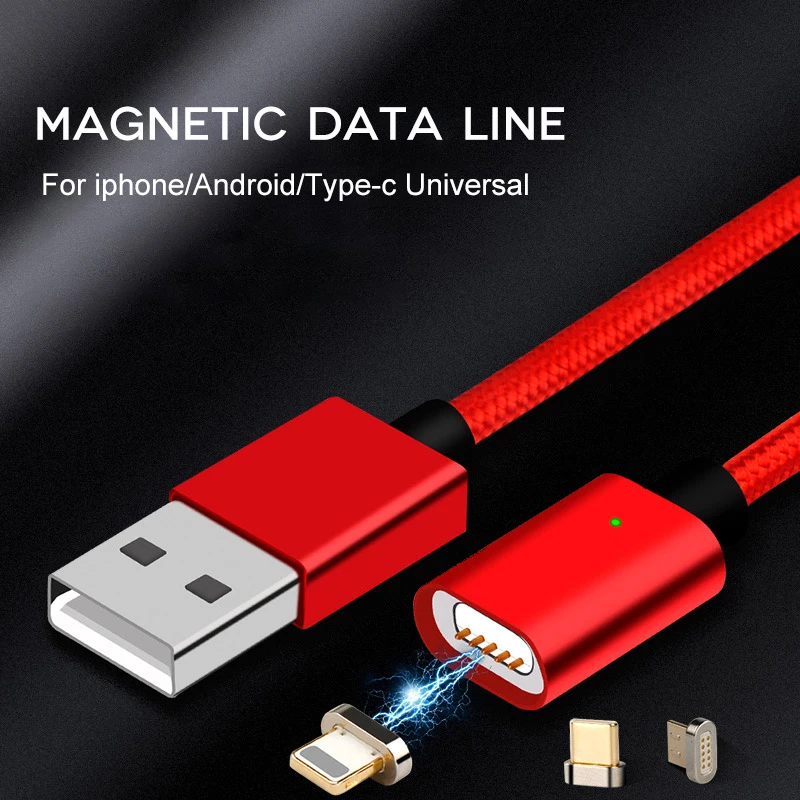 USB مغناطيسي صغير كابل و USB نوع C كابل بيانات ل فون مزامنة النايلون مضفر LED مؤشر المغناطيس كابل الشاحن USB C