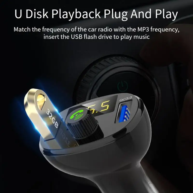 QC3.0 беспроводной Bluetooth Автомобильный MP3 аудио плеер Bluetooth автомобильный комплект м модулятор передатчик громкой связи двойной USB быстрое зарядное устройство адаптер