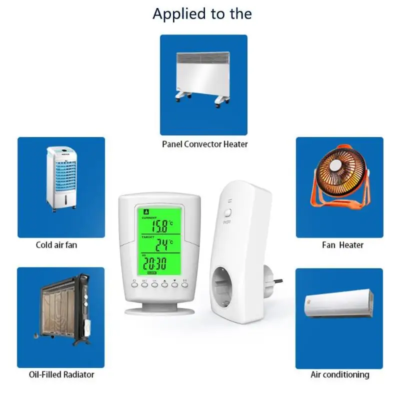 TS-2000 ЖК-цифровой программируемый беспроводной термостат розетка домашняя интеллектуальная температурная розетка EU/US/UK вилка белая