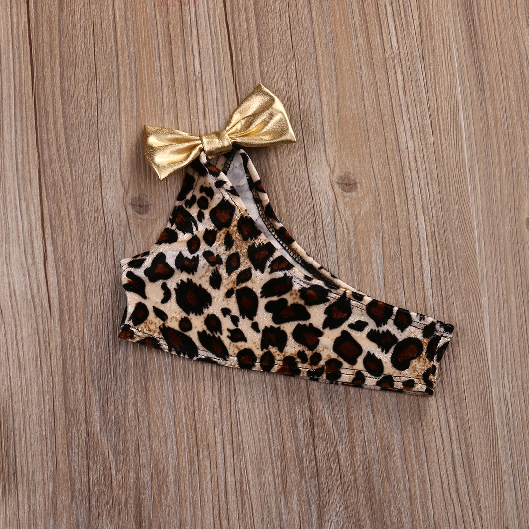 Одежда для маленьких девочек, Леопардовый купальник-бикини, купальный костюм, комплект одежды из 3 предметов