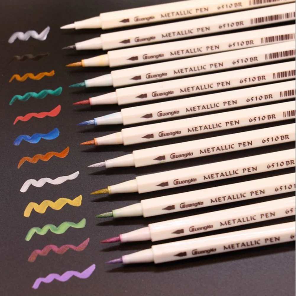 

12Pcs/Set DIY Graffiti Pen Paint Brush Pen Kit for Card Making Photo Album Metallic Marker Painting Tool School Supplies #4