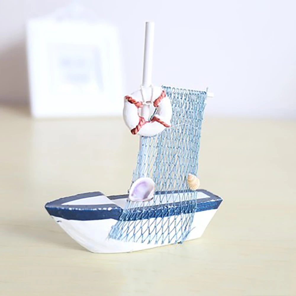 

Artificial Wood Mediterranean Boat Figurines Miniatures Handmade Sailboat Model Decoration Table Ornaments