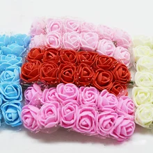 144 шт., 2,5 см, искусственные мини-цветы из пенопласта для дома, свадьбы, автомобиля, декоративные искусственные розы для рукоделия, многоцветные букеты