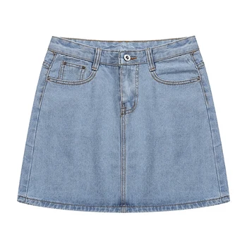 

2019 Summer Jeans Skirt Women High Waist Denim Skirts Female Mini Saia Washed Faldas Casual A-line Skirt Plus Size 3XL