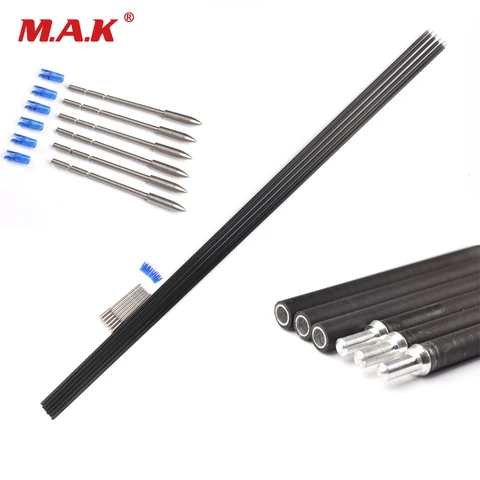 Carbono e Alumínio Dicas para a Caça Tiro com Arco Híbrido Conjunto Seta 32 Polegadas Diâmetro Exterior 5.2mm Coluna 500 Inner-tipo 6 12 Pçs X10