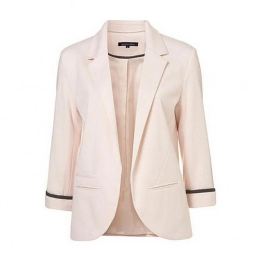 2019 Новый Демисезонный Для женщин s приталеные блейзеры официальные пиджаки работы открытых спереди фигурный дамы офисный Блейзер Для