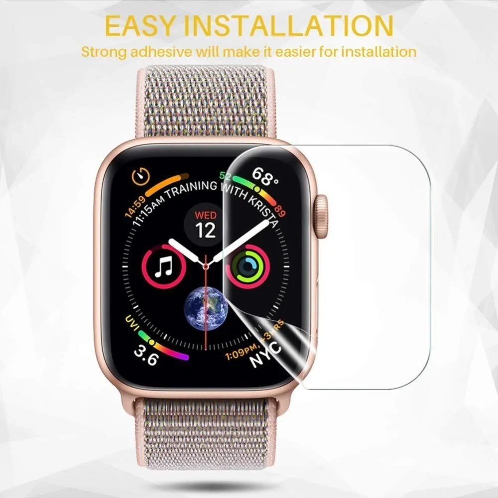 3 упаковки, защита для экрана из мягкого ТПУ с полным покрытием для Apple Watch Series 4, 5, 40 мм, 44 мм, HD Smartwatch, ЖК-пленка, серия 1, 2, 3, 38 мм, 42 мм