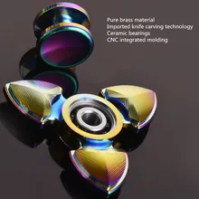 Трехлистный красочный красивый ручной Спиннер Edc Tri-Spinner из чистой латуни, антистрессовый Спиннер для детей и взрослых, фокусные игрушки