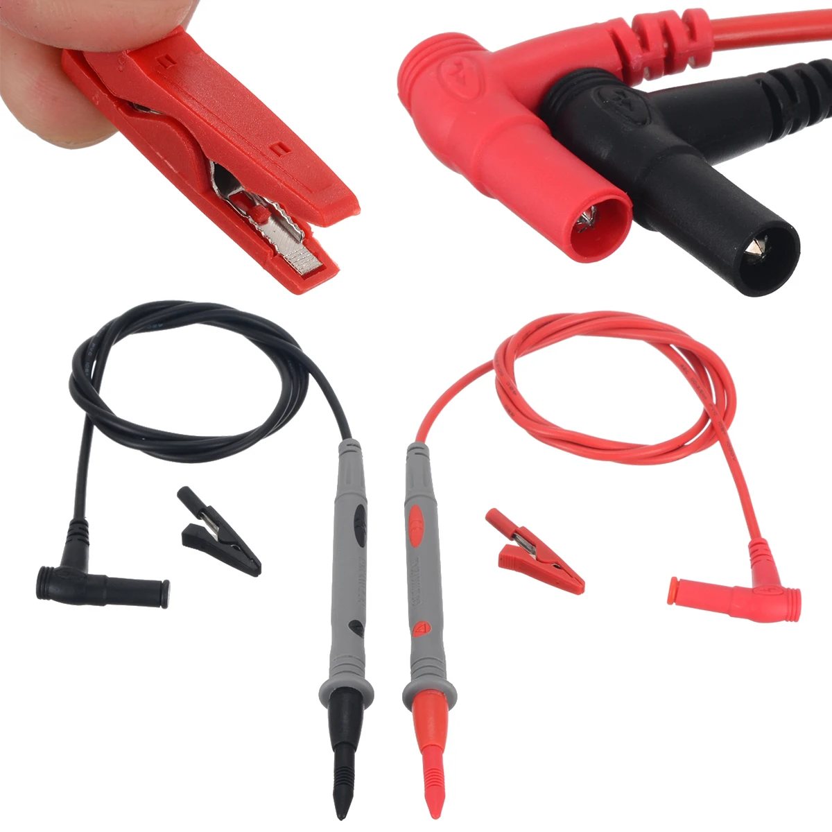 Mayitr Electronic Digital Multimeter Probe Test Leads With 2MM Alligator Clips Kit PVC 60V 10A
