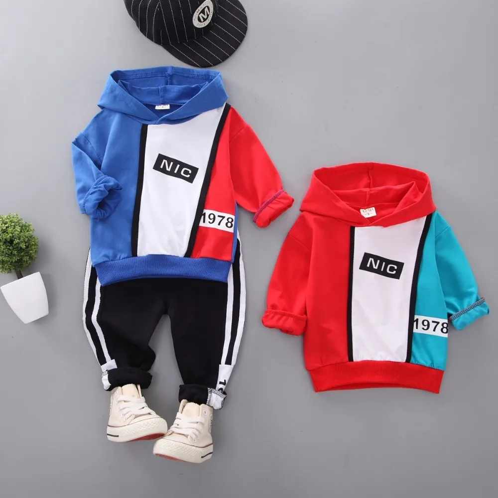 Fashion Children Boys Girls Cotton Clothing Sets Baby Patchwork Hoodies Pants 2Pcs/Set Spring Autumn Kid Sport Clothes Tracksuit